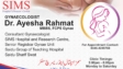 Dr. Aysha Rahmat Sims Hospital Saidu sharif swat