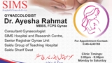 Dr. Aysha Rahmat Sims Hospital Saidu sharif swat