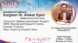 Dr. Anwar Syed SIMS Hospital Saidu Sharif Swat